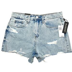 NWT Blank NYC Barrow  Denim Jean Shorts SIZE 28 Acid Trip High Rise Distressed